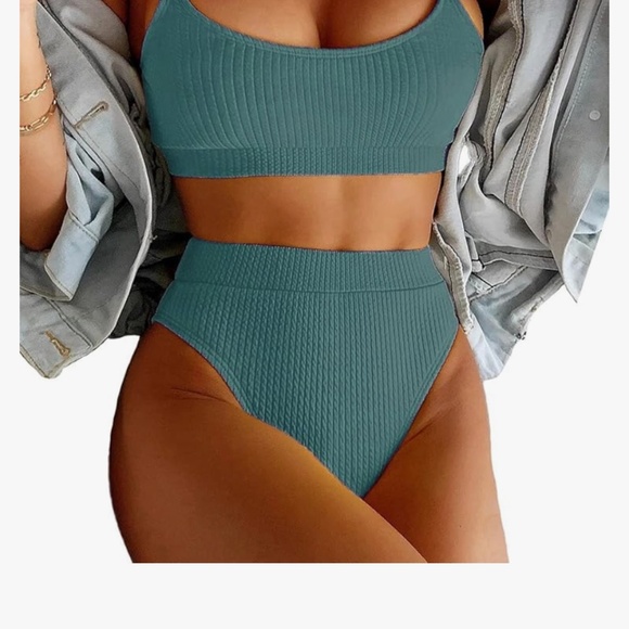 Lilosy turquoise high waisted bikini- new - Picture 2 of 3